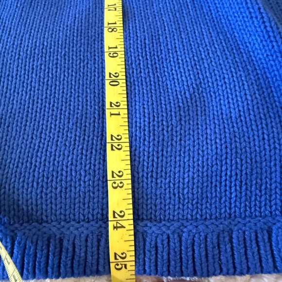 CAbi Blue and Burgundy Sweater with Green and White Accents - Picture 7 of 8